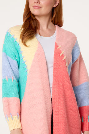 Stitch Detail Colourblock Cardigan