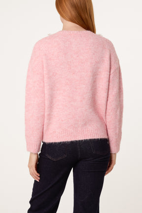 Tie Bow Front Lace & Knit Cardigan