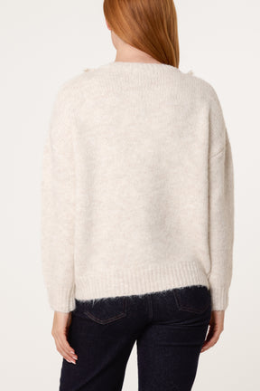 Tie Bow Front Lace & Knit Cardigan