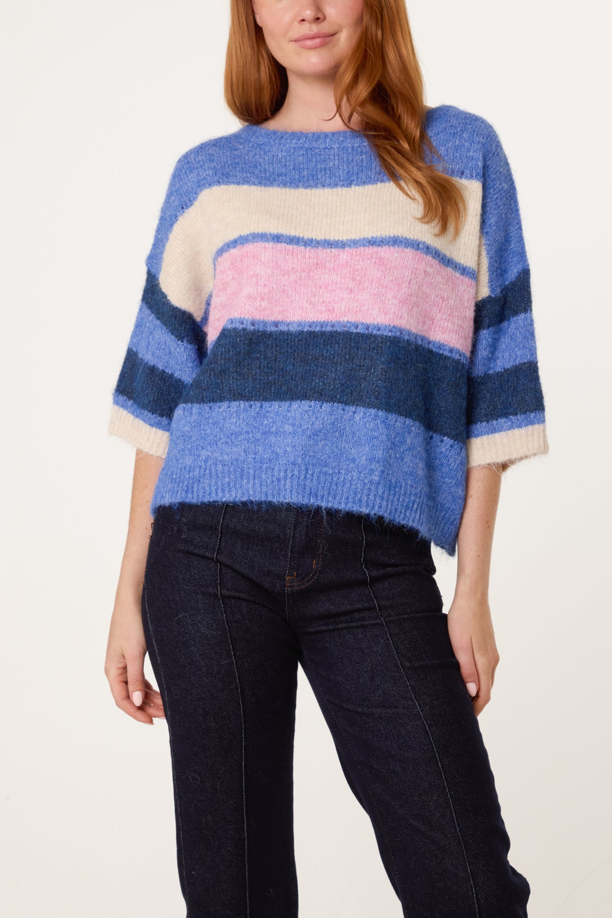 Wide Sleeve Colourblock Knit Jumper