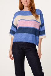 Wide Sleeve Colourblock Knit Jumper