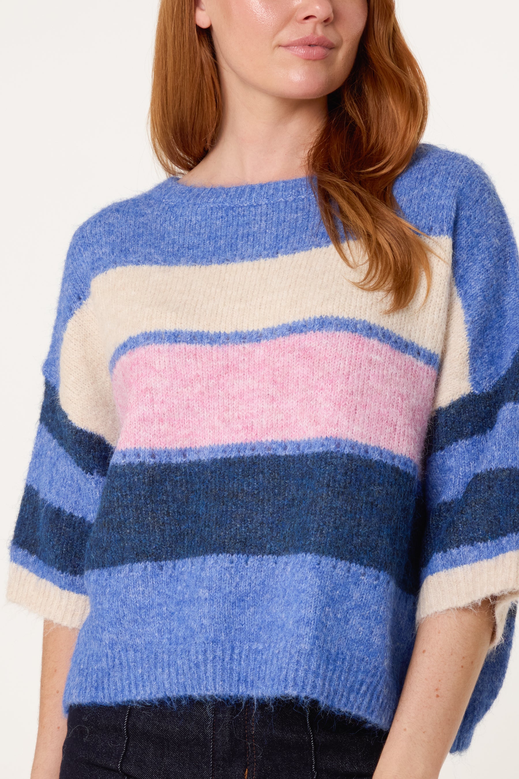 Wide Sleeve Colourblock Knit Jumper