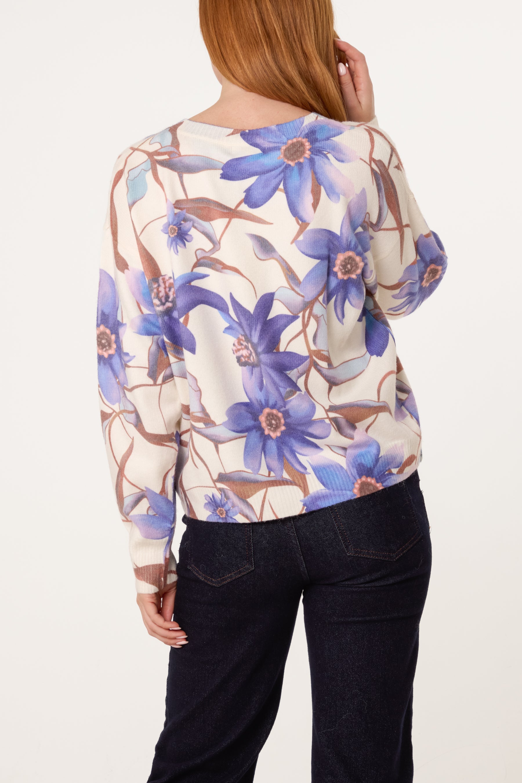Watercolour Flower Embellished Jumper