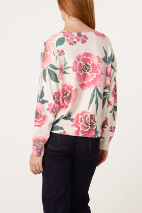 Rose Flower Embellished Jumper