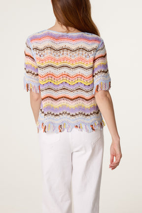 Multicolour Stripe Crochet Top