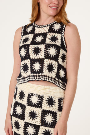 Patchwork Sun Crochet Vest & Skirt Set