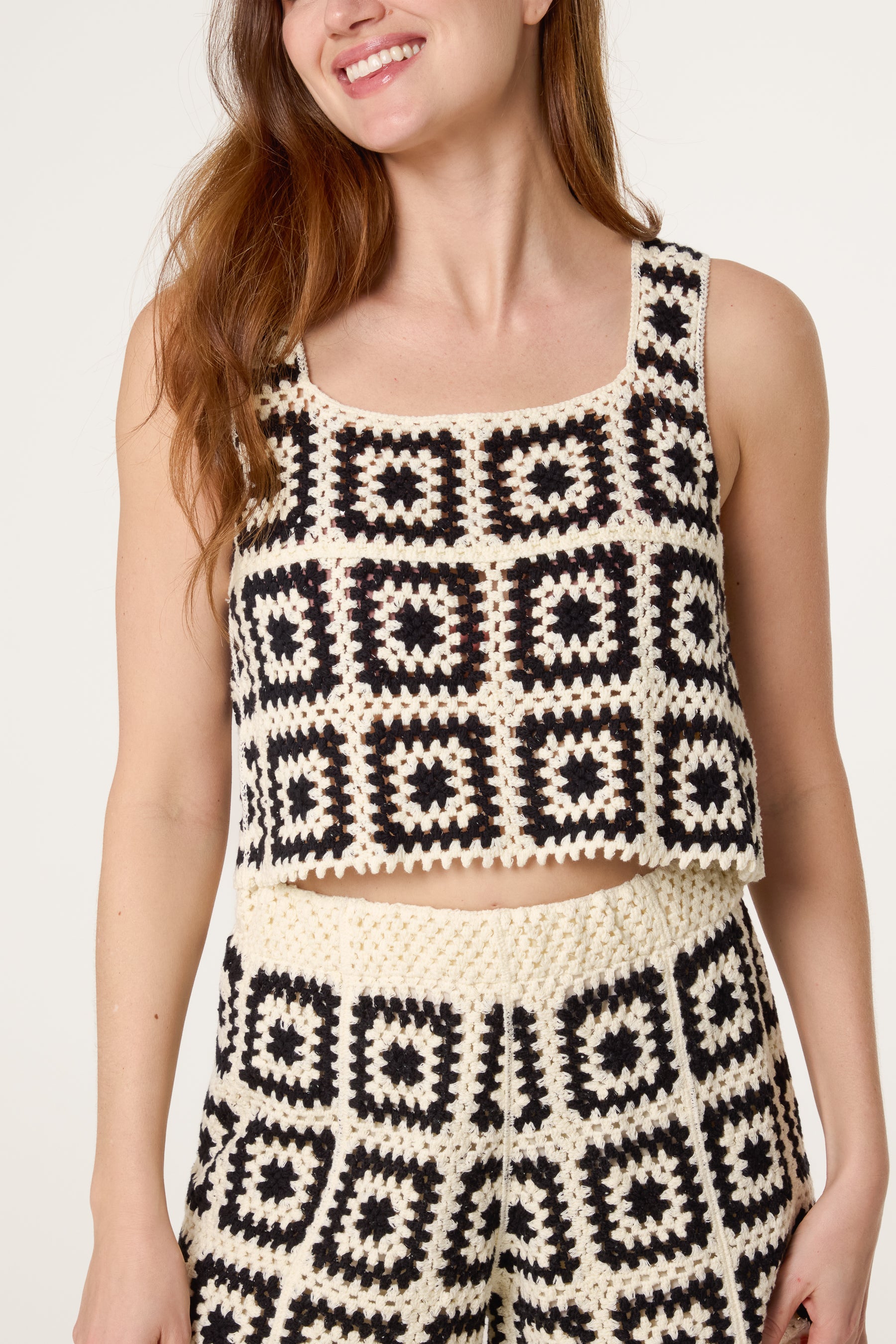 Geometric Crochet Top & Shorts Set