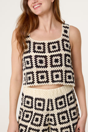 Geometric Crochet Top & Shorts Set