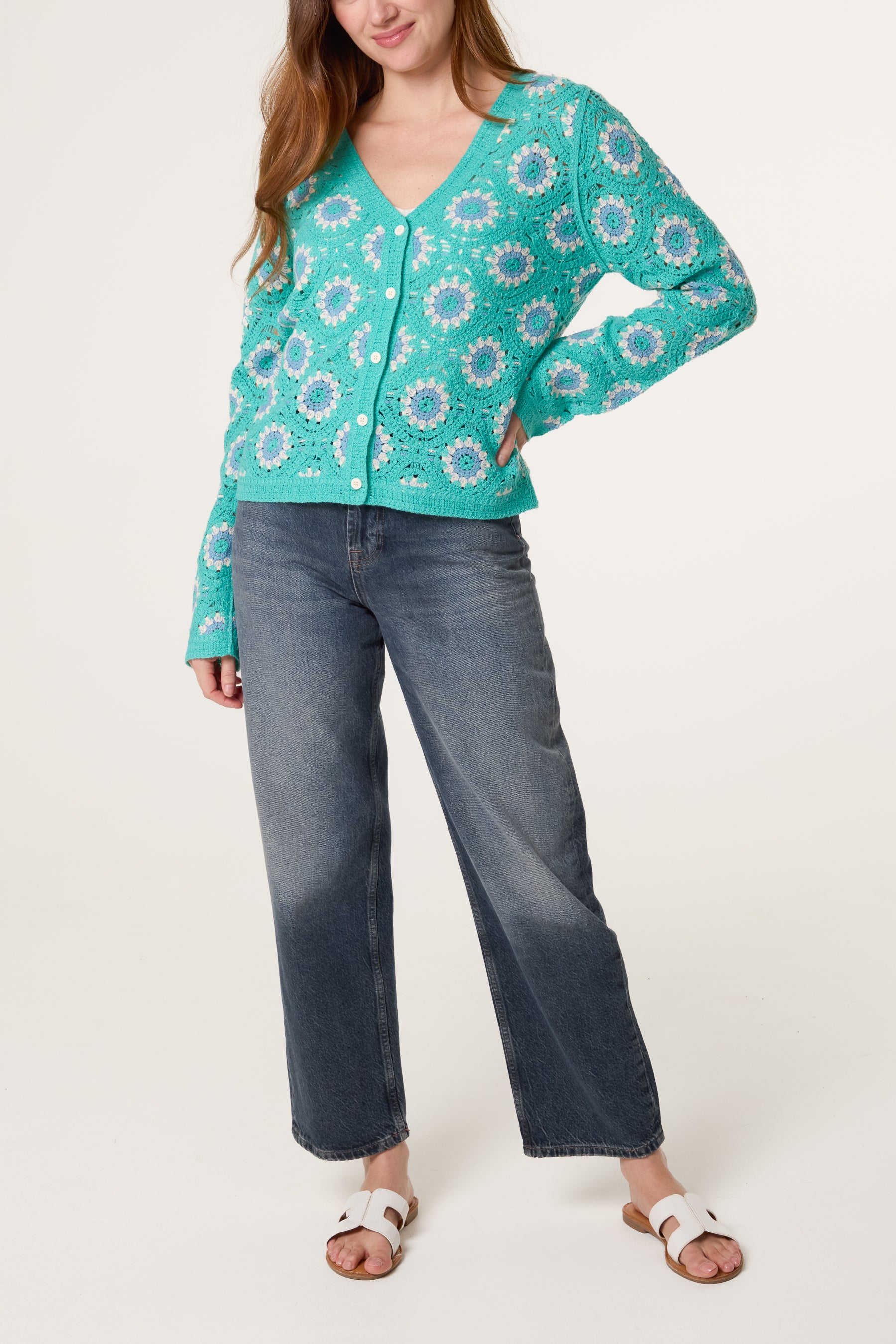 V Neck Crochet Cardigan