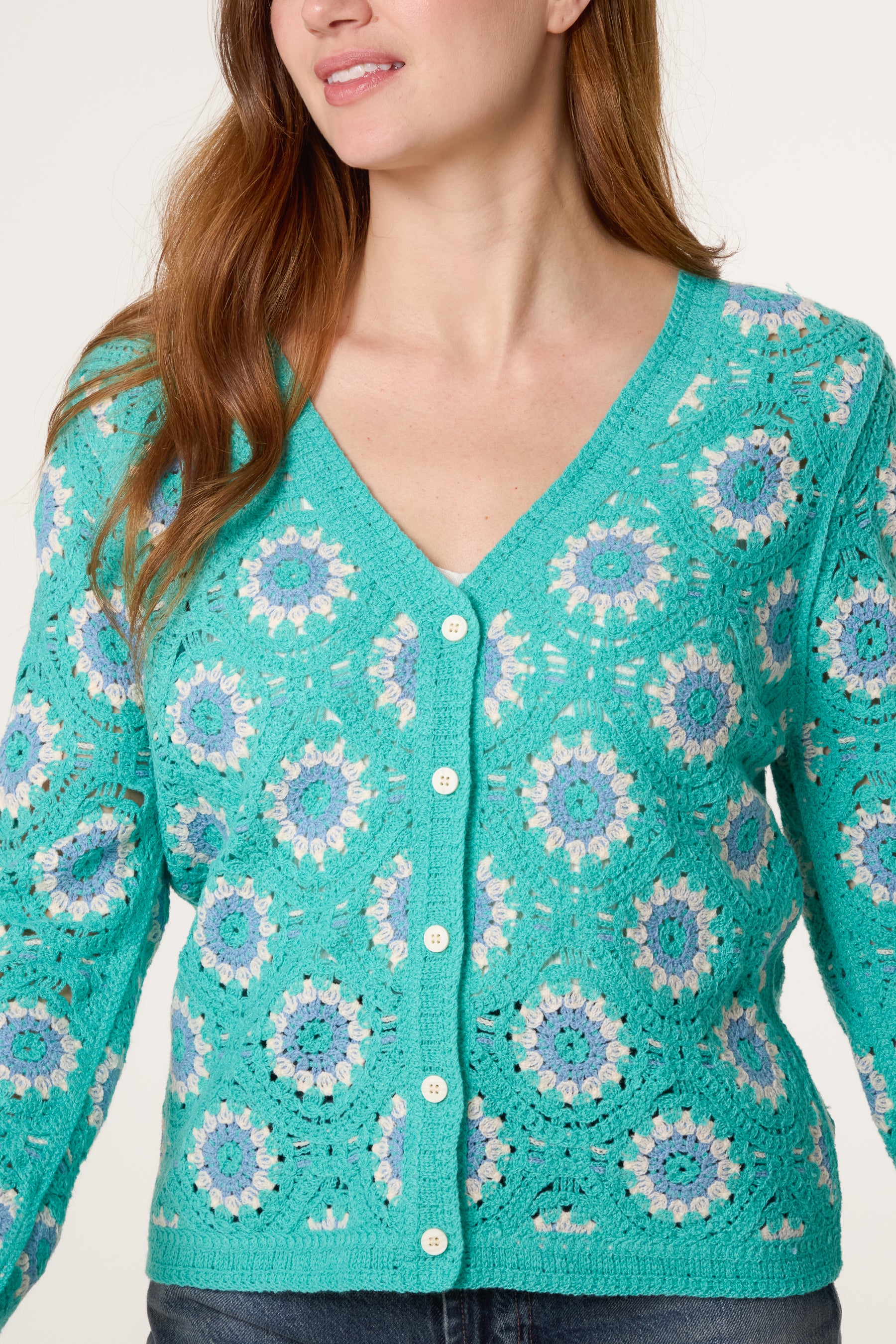 V Neck Crochet Cardigan