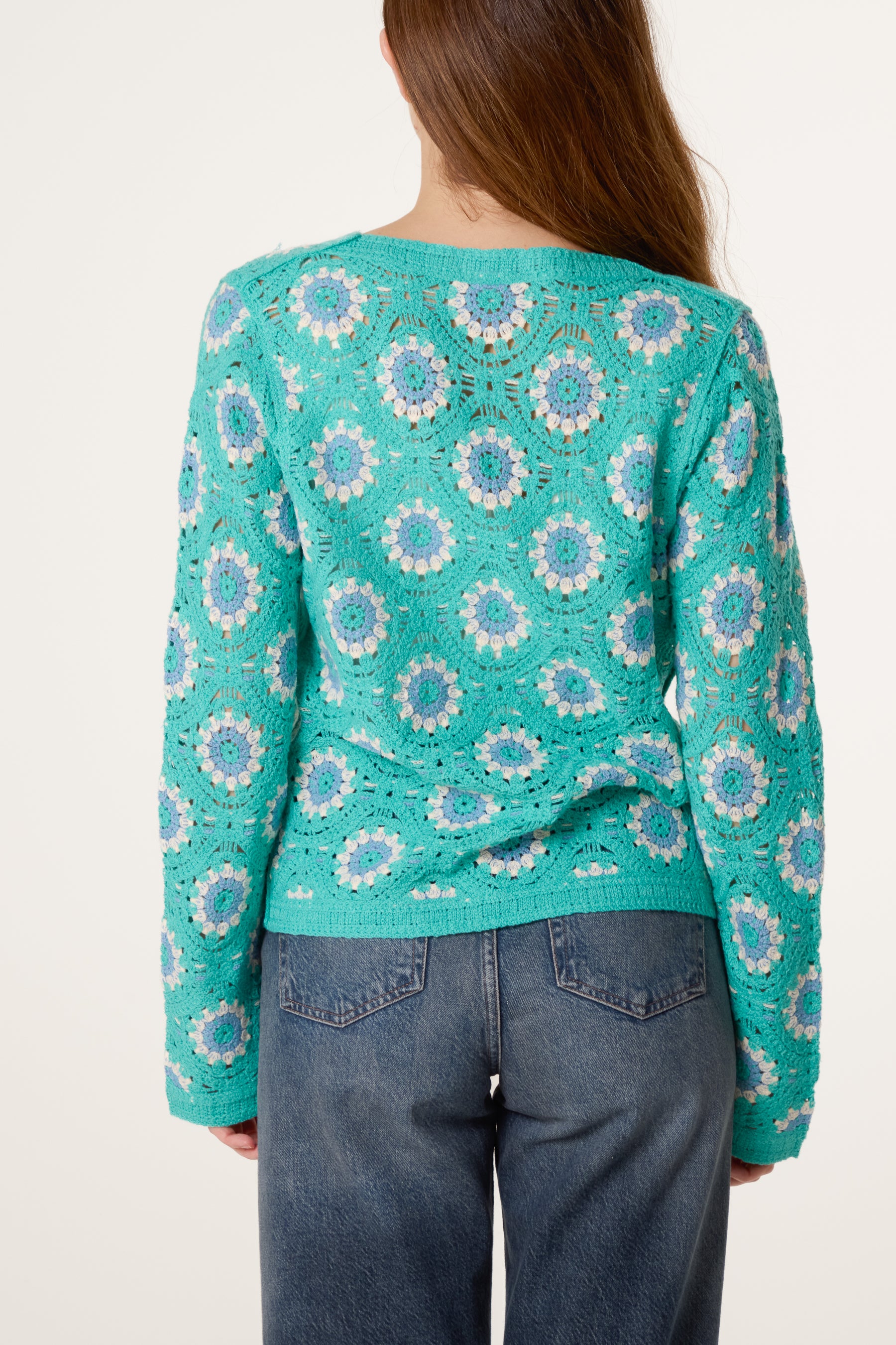 V Neck Crochet Cardigan