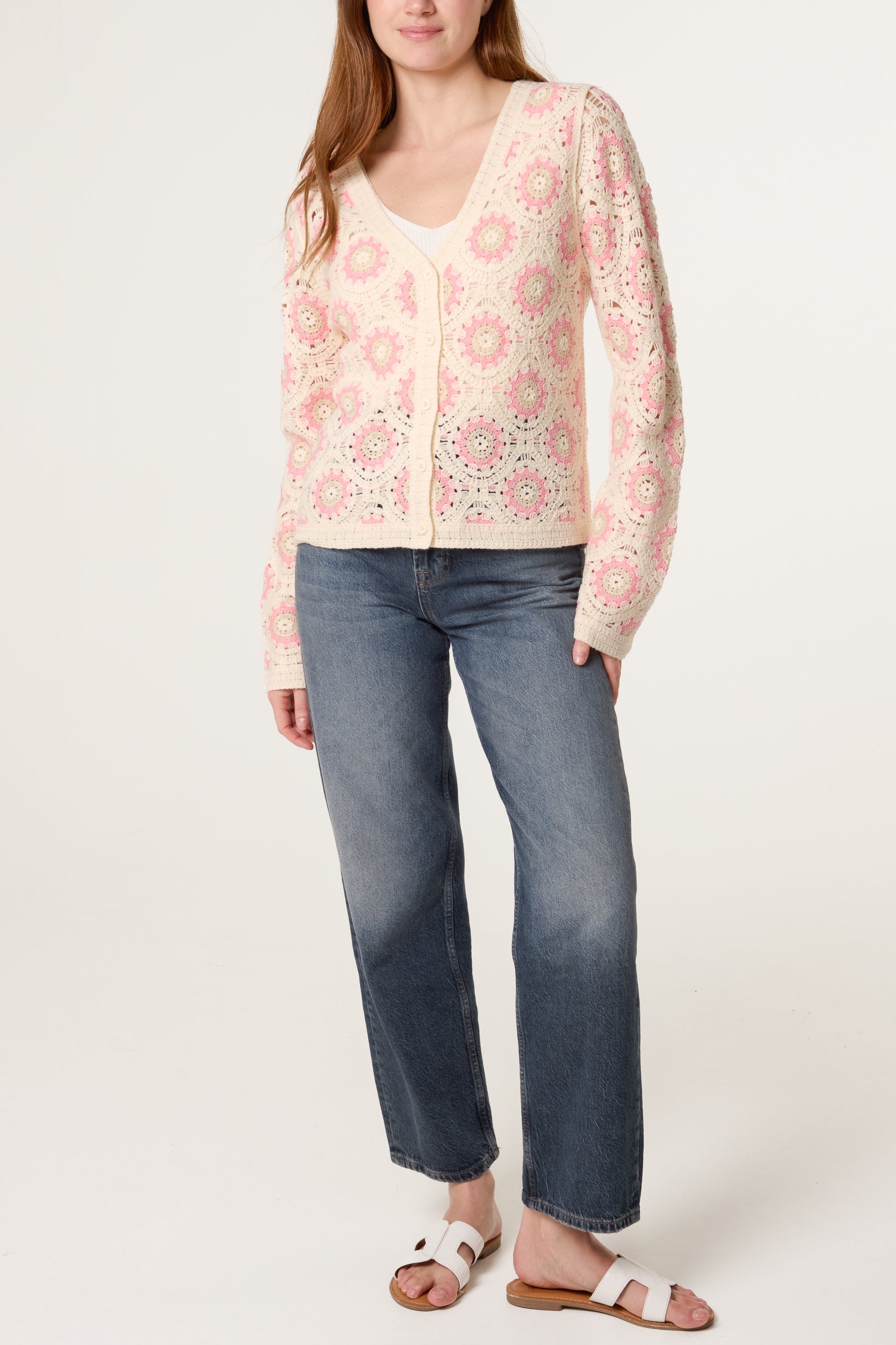 V Neck Crochet Cardigan