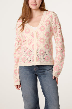 V Neck Crochet Cardigan