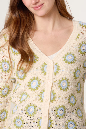 V Neck Crochet Cardigan