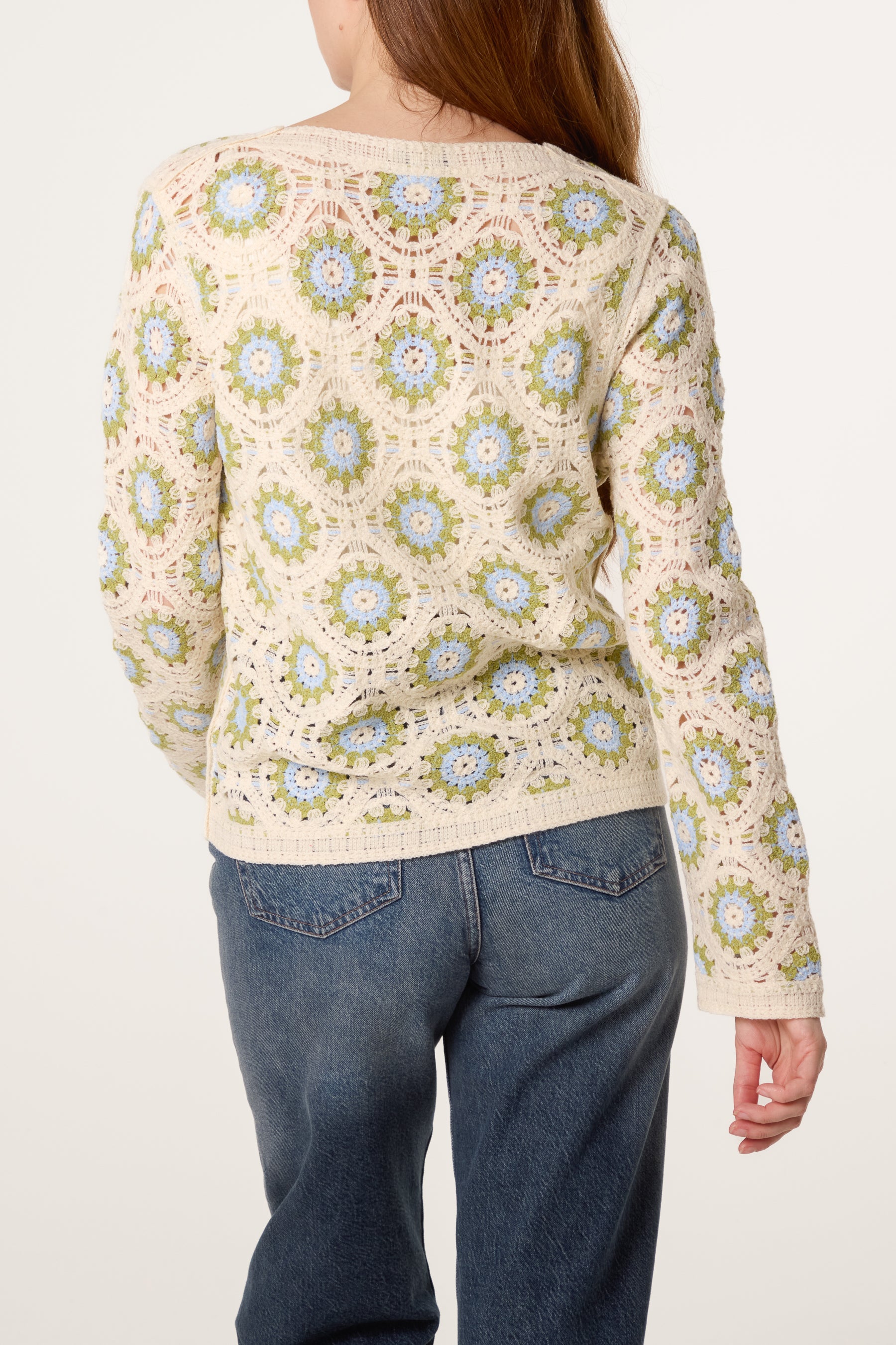 V Neck Crochet Cardigan