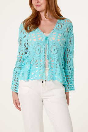 Mandala Crochet Wide Sleeve Cardigan