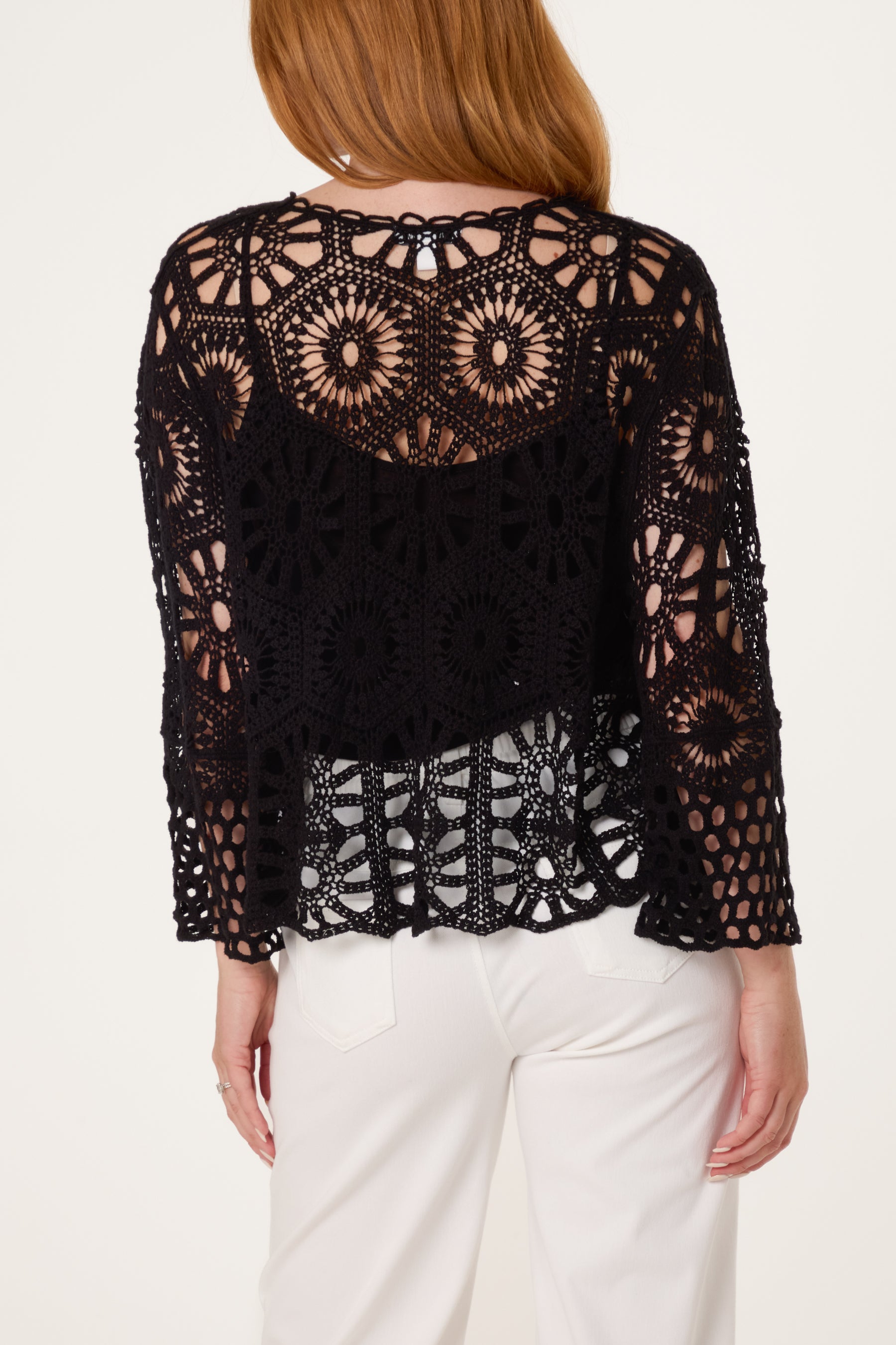 Mandala Crochet Wide Sleeve Cardigan