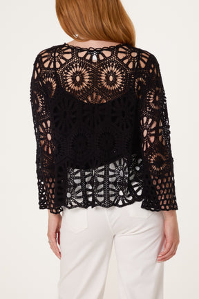 Mandala Crochet Wide Sleeve Cardigan