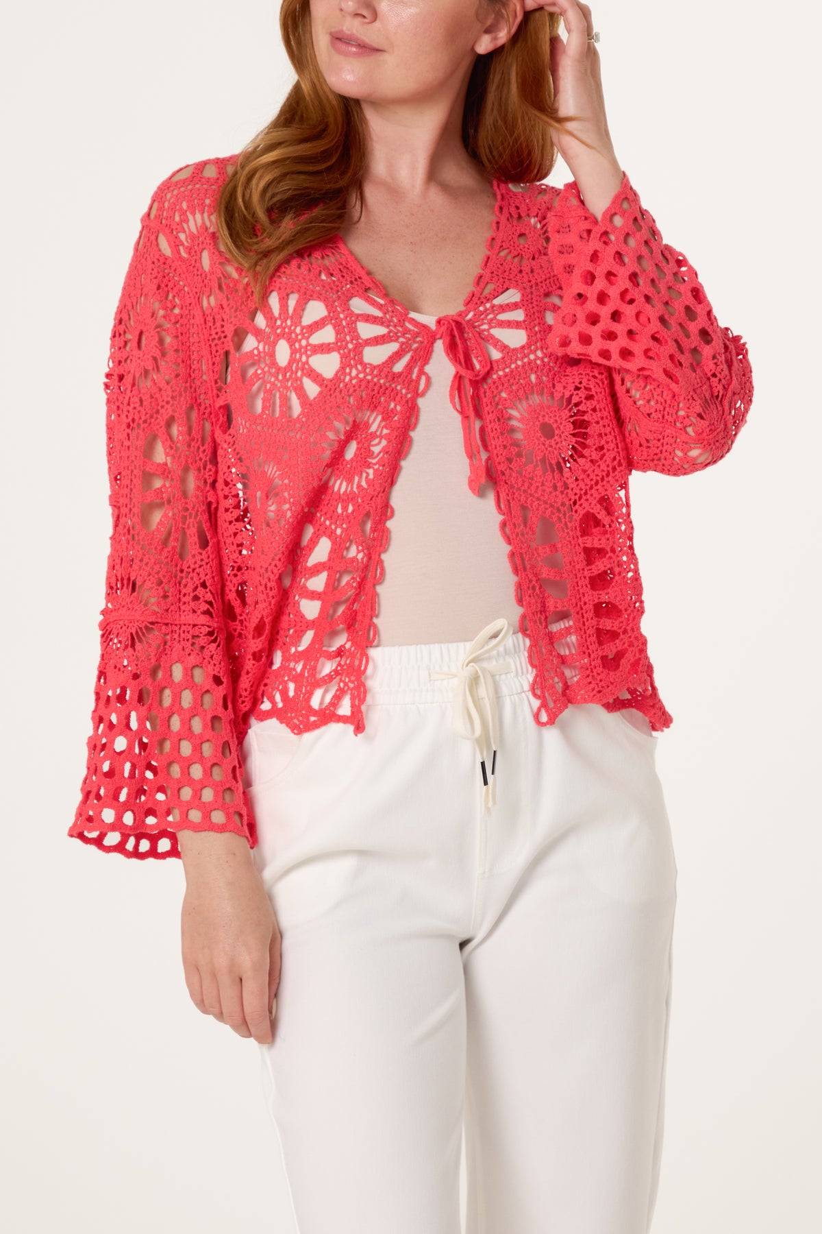 Mandala Crochet Wide Sleeve Cardigan