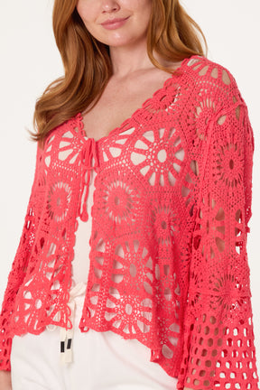 Mandala Crochet Wide Sleeve Cardigan