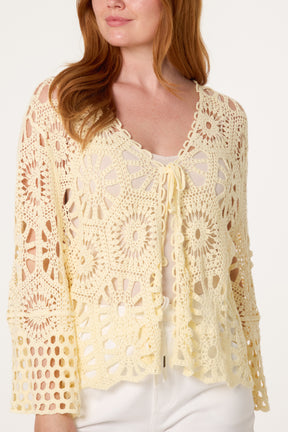 Mandala Crochet Wide Sleeve Cardigan