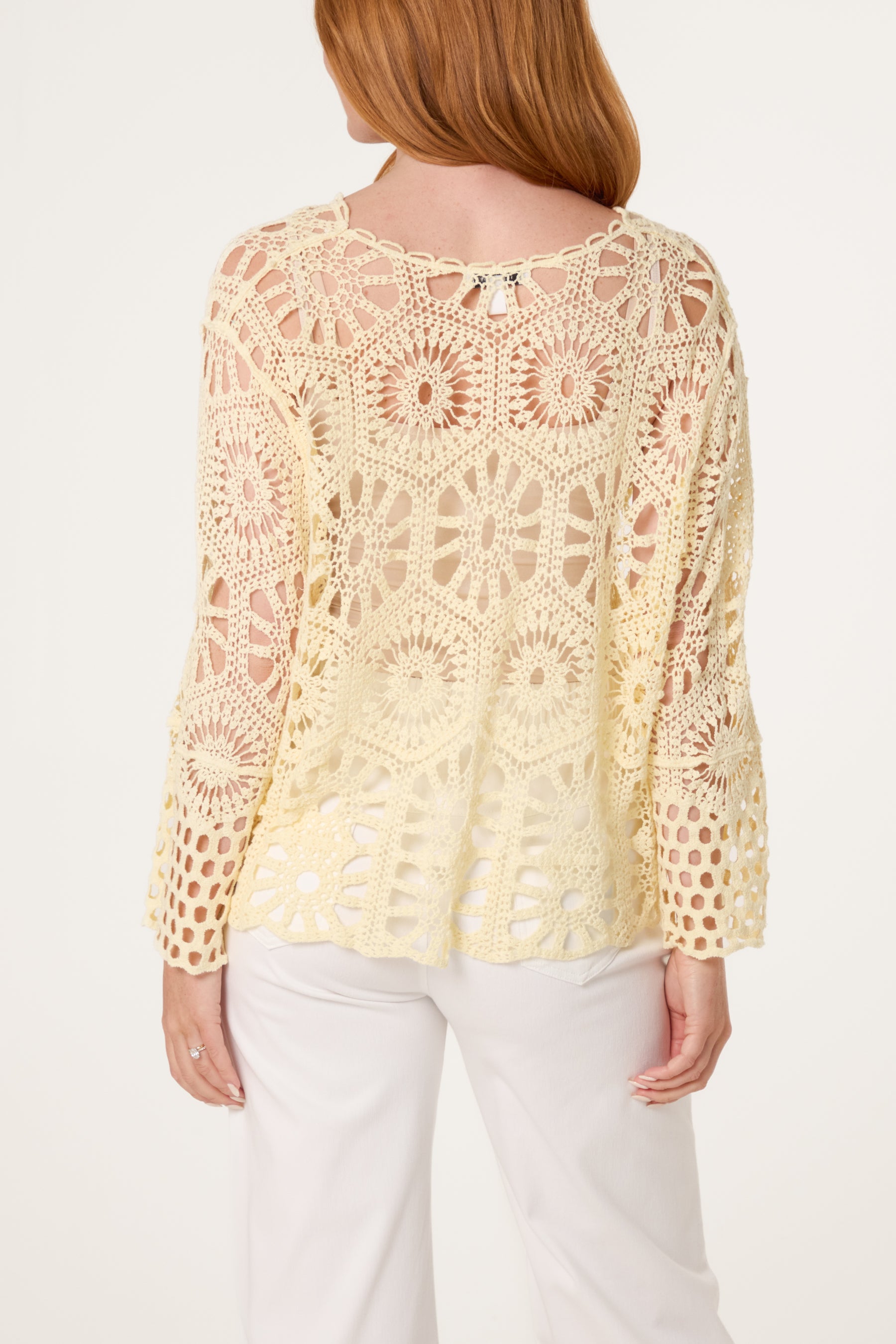 Mandala Crochet Wide Sleeve Cardigan