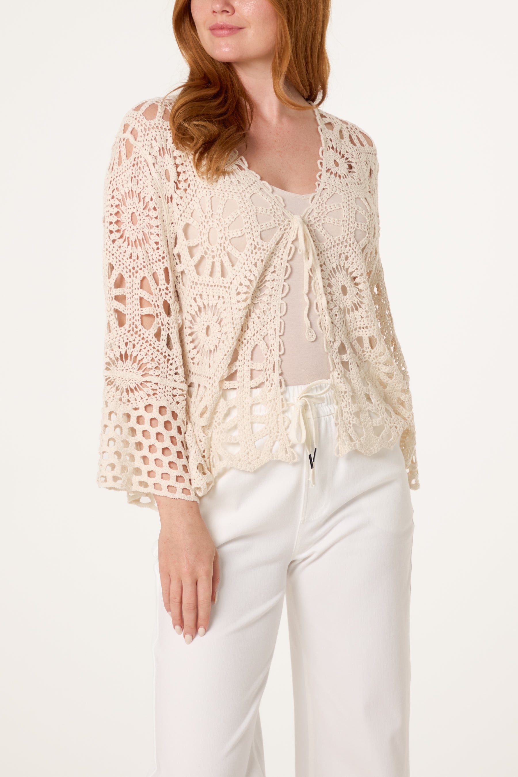 Mandala Crochet Wide Sleeve Cardigan