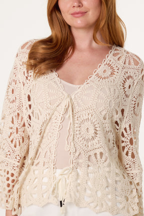 Mandala Crochet Wide Sleeve Cardigan