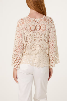 Mandala Crochet Wide Sleeve Cardigan