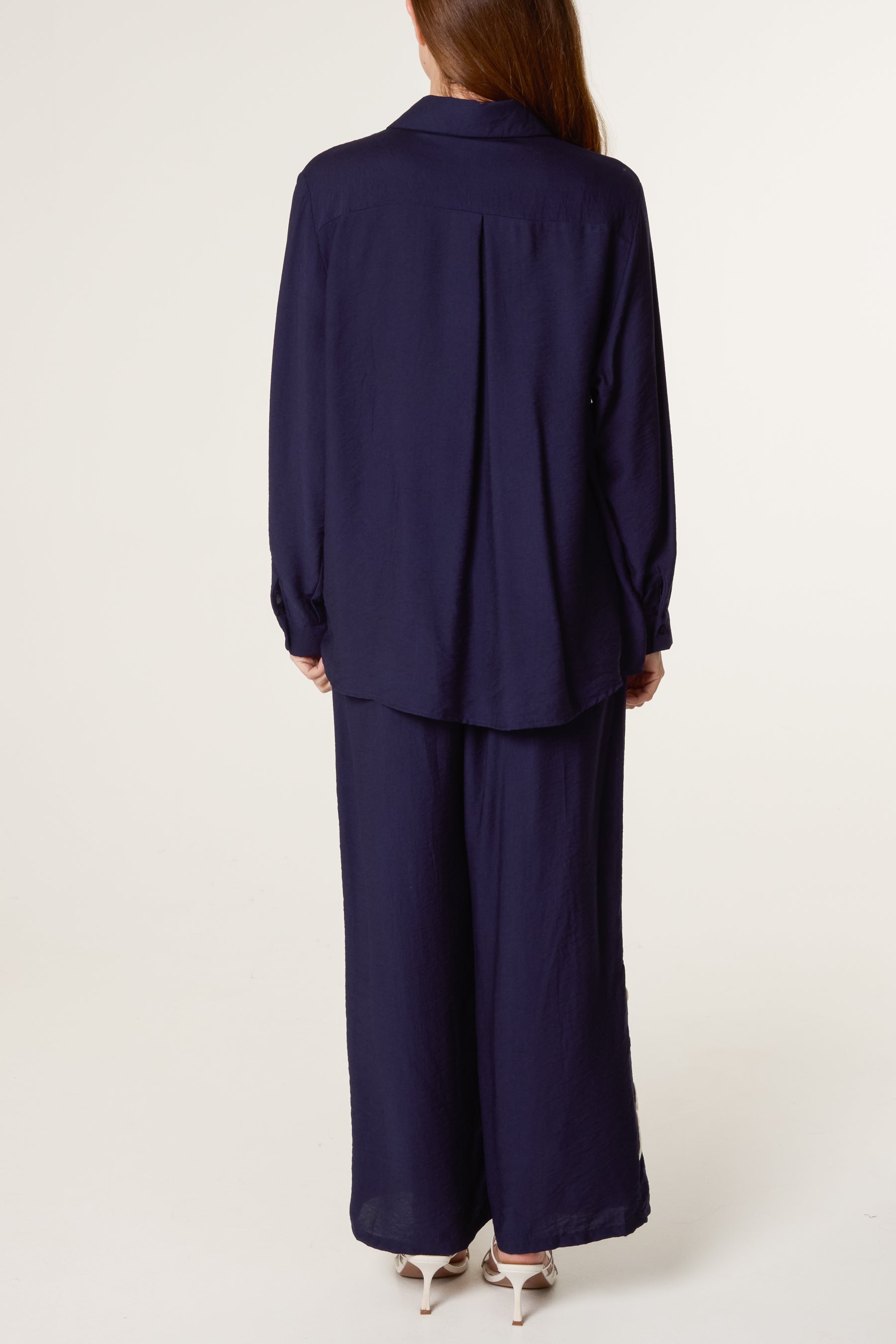 Floral Embroidery Shirt & Trousers Set