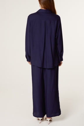 Floral Embroidery Shirt & Trousers Set