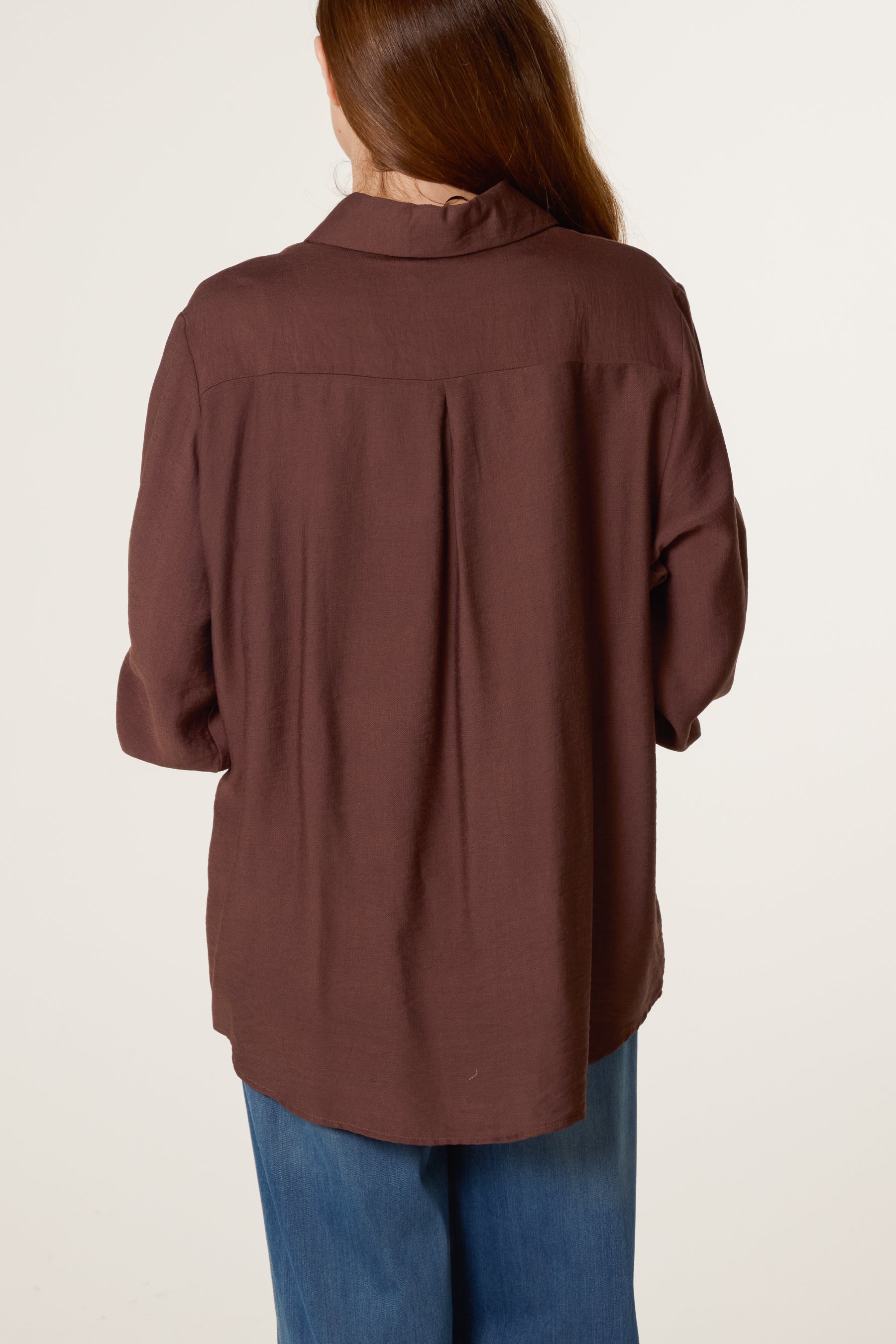 Floral Embroidery Roll Sleeve Shirt