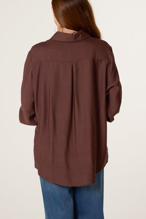 Floral Embroidery Roll Sleeve Shirt