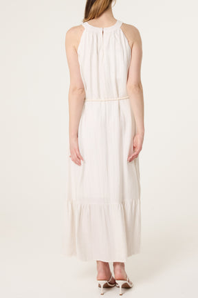 Floral Embroidery Halter Neck Dress