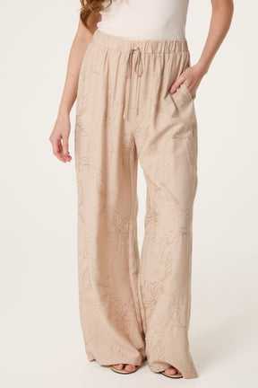 Sparkle Flower Embroidered Wide Leg Trousers