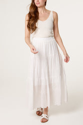 Embroidered Tiered Maxi Skirt