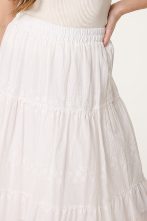 Embroidered Tiered Maxi Skirt