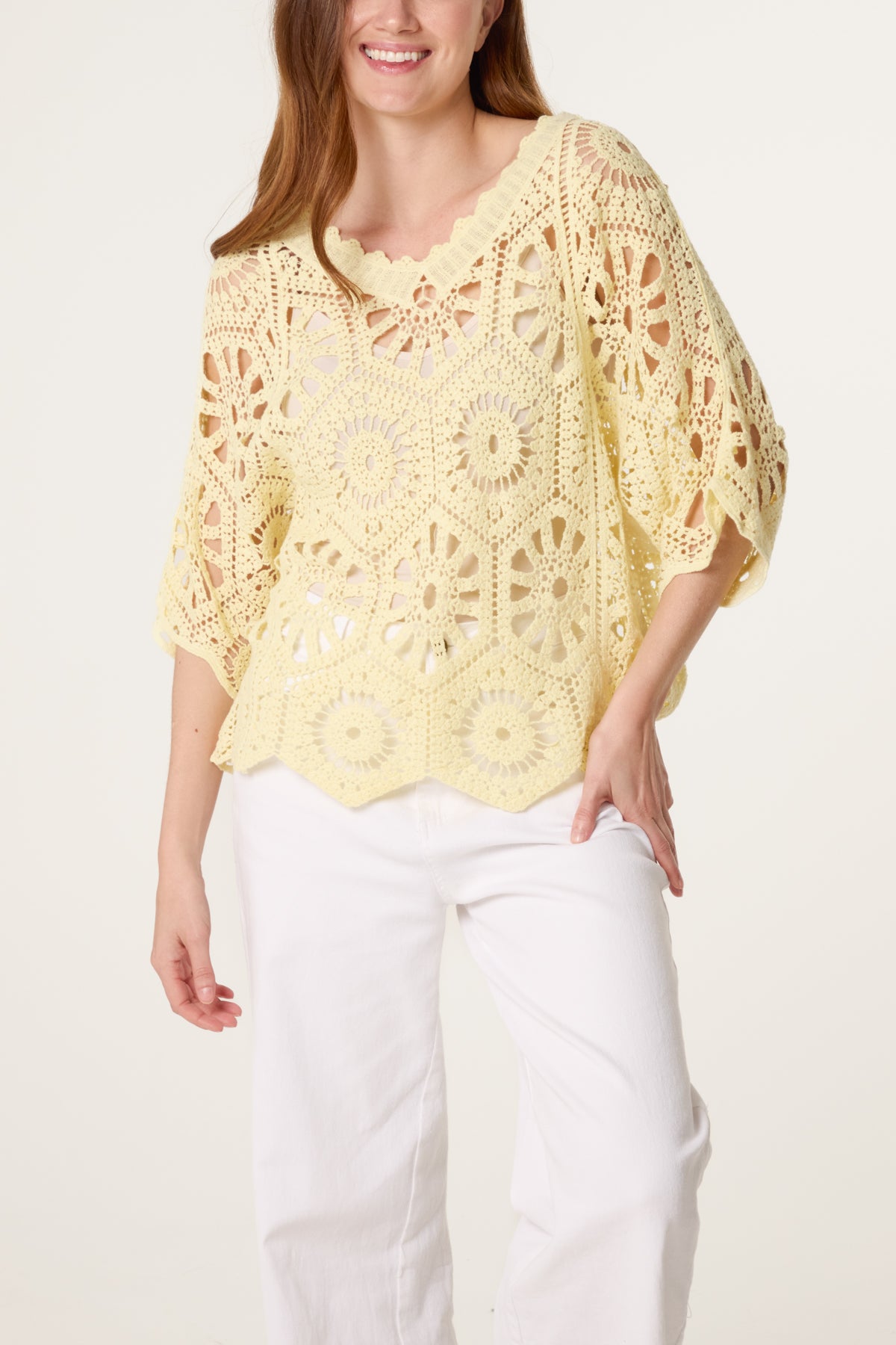 Scallop Hem Mandala Crochet Top