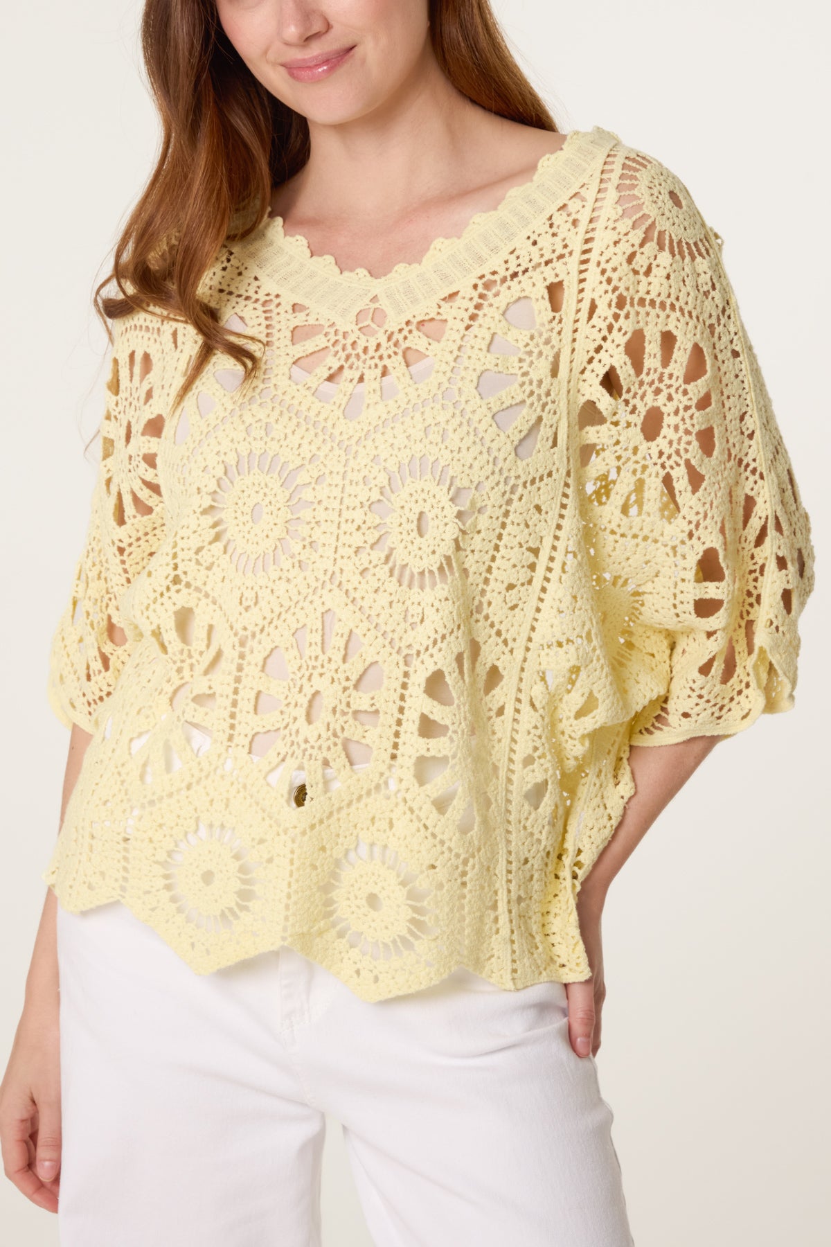 Scallop Hem Mandala Crochet Top