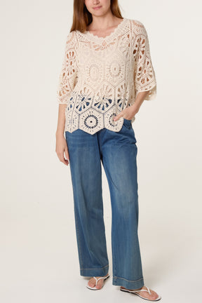 Scallop Hem Mandala Crochet Top