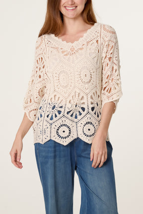Scallop Hem Mandala Crochet Top