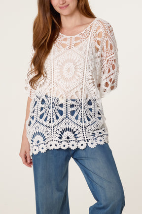 Mandala Flower Crochet Top