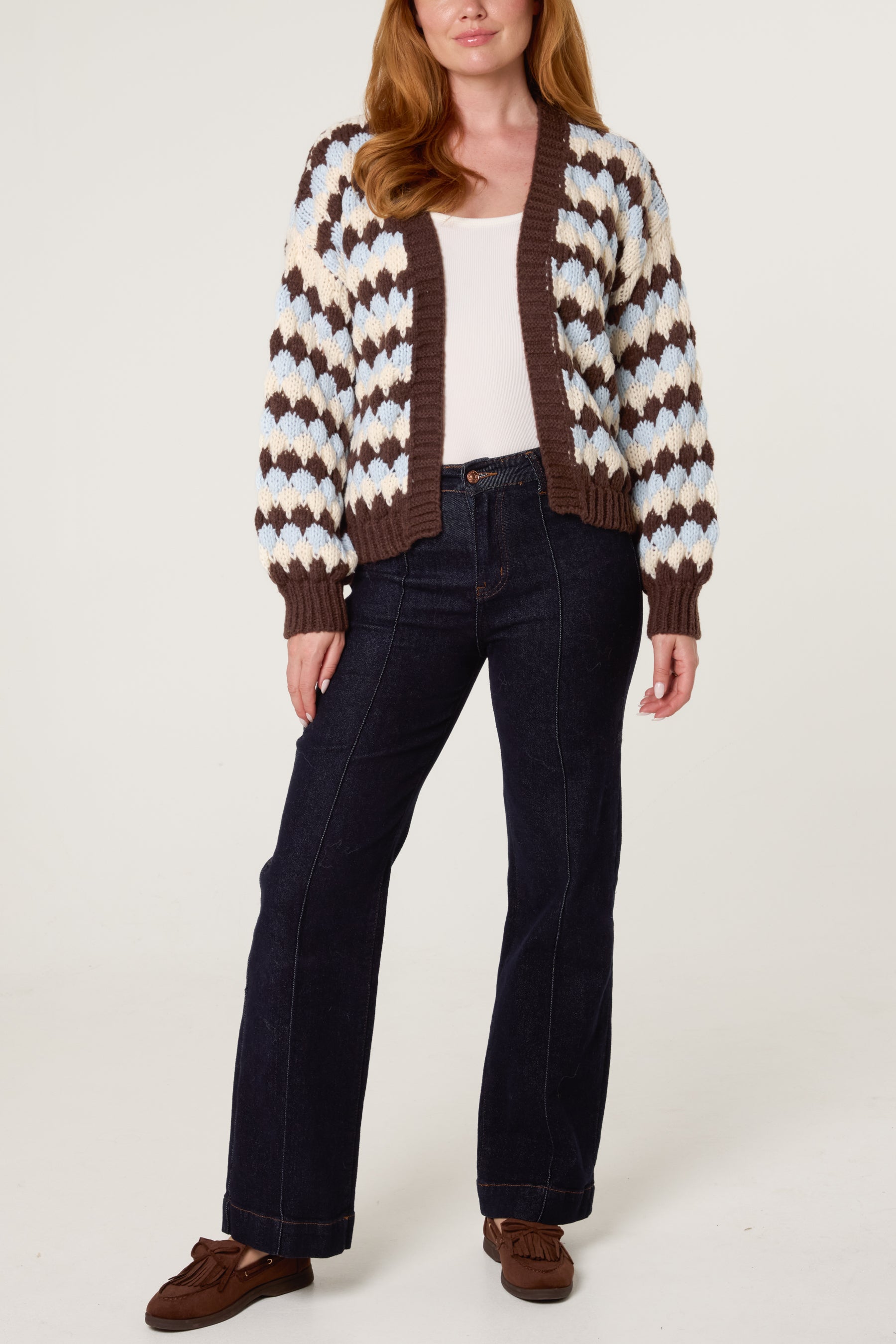 Multicoloured Striped Chunky Knit Cardigan