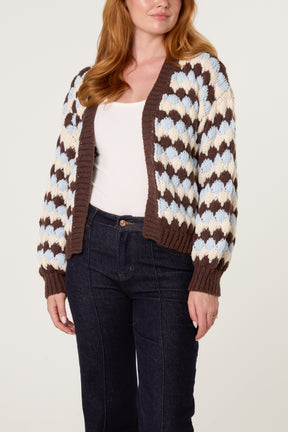 Multicoloured Striped Chunky Knit Cardigan