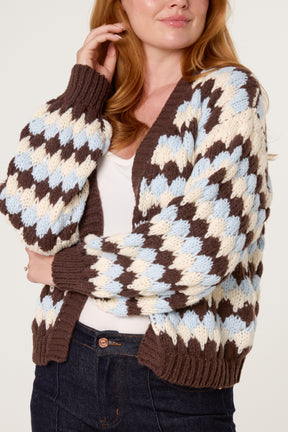 Multicoloured Striped Chunky Knit Cardigan
