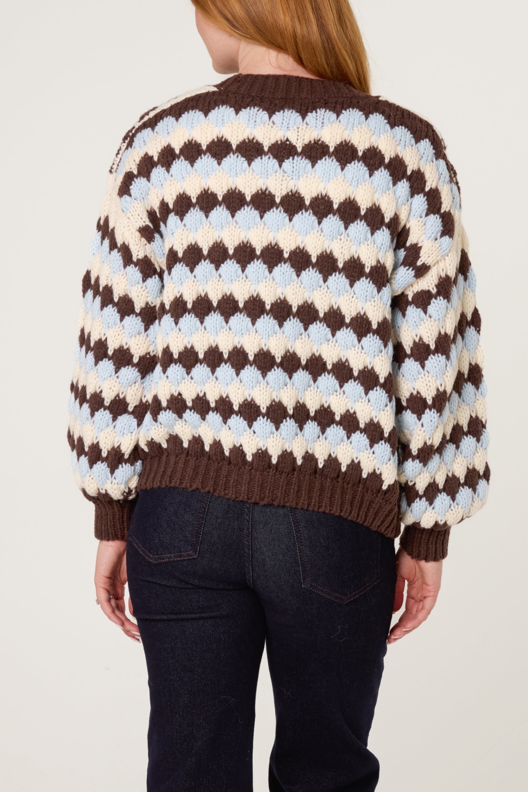 Multicoloured Striped Chunky Knit Cardigan