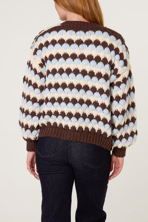 Multicoloured Striped Chunky Knit Cardigan