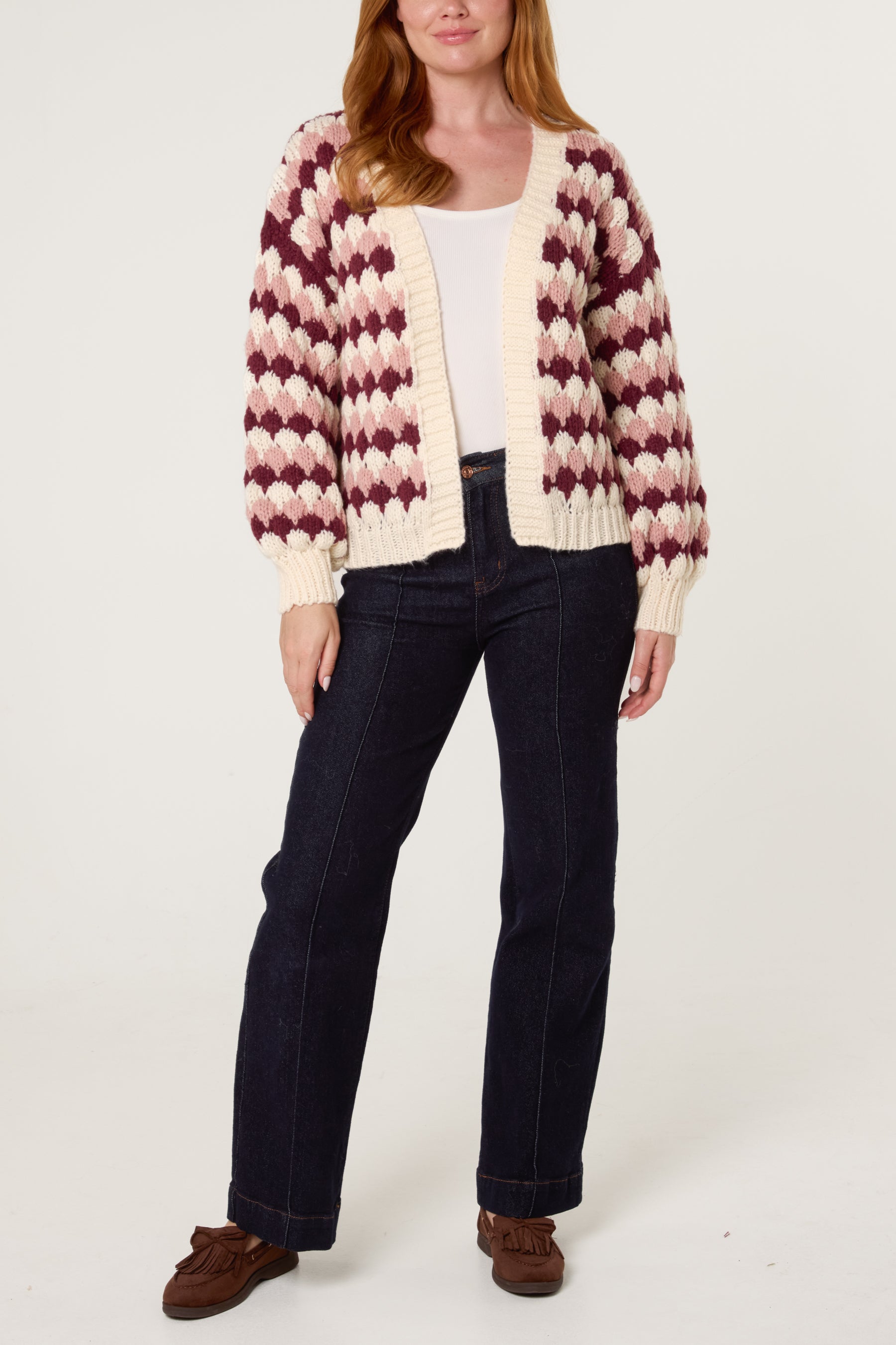 Multicoloured Striped Chunky Knit Cardigan