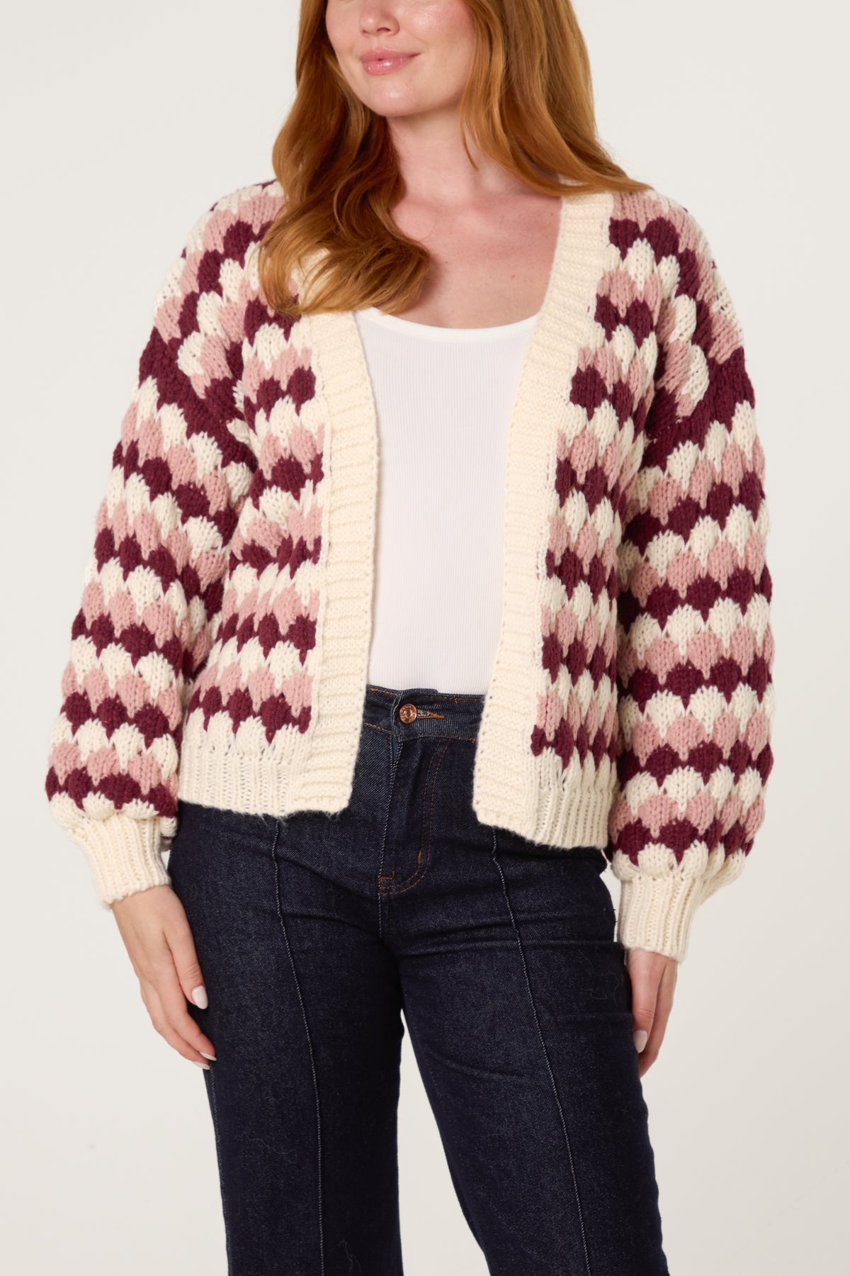 Multicoloured Striped Chunky Knit Cardigan