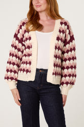 Multicoloured Striped Chunky Knit Cardigan